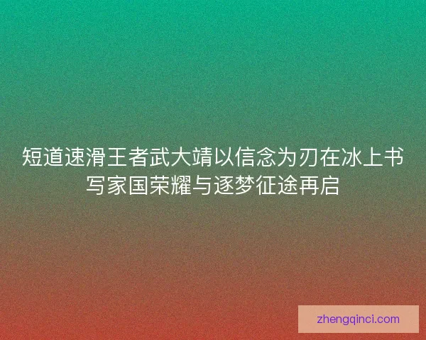 短道速滑王者武大靖以信念为刃在冰上书写家国荣耀与逐梦征途再启