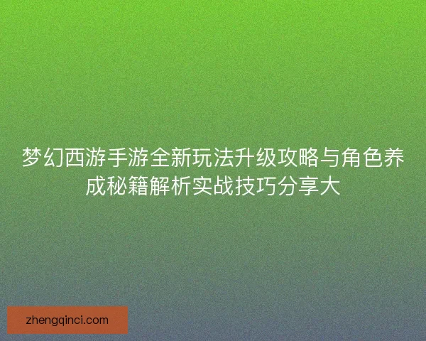 梦幻西游手游全新玩法升级攻略与角色养成秘籍解析实战技巧分享大