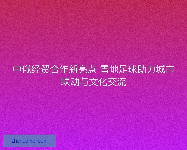 中俄经贸合作新亮点 雪地足球助力城市联动与文化交流